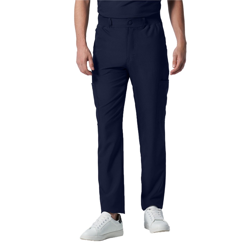 Men's 8-Pocket Mid-Rise Rib-Knit Elastic Waist Cargo Pant - LB410 - Navy