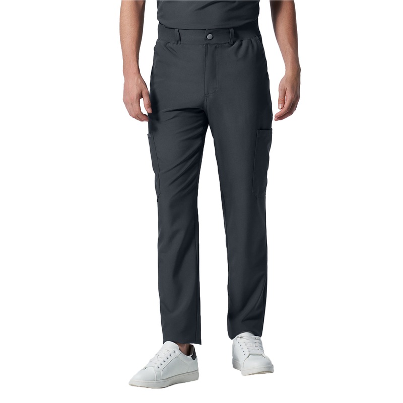 Men's 8-Pocket Mid-Rise Rib-Knit Elastic Waist Cargo Pant - LB410 - Pewter