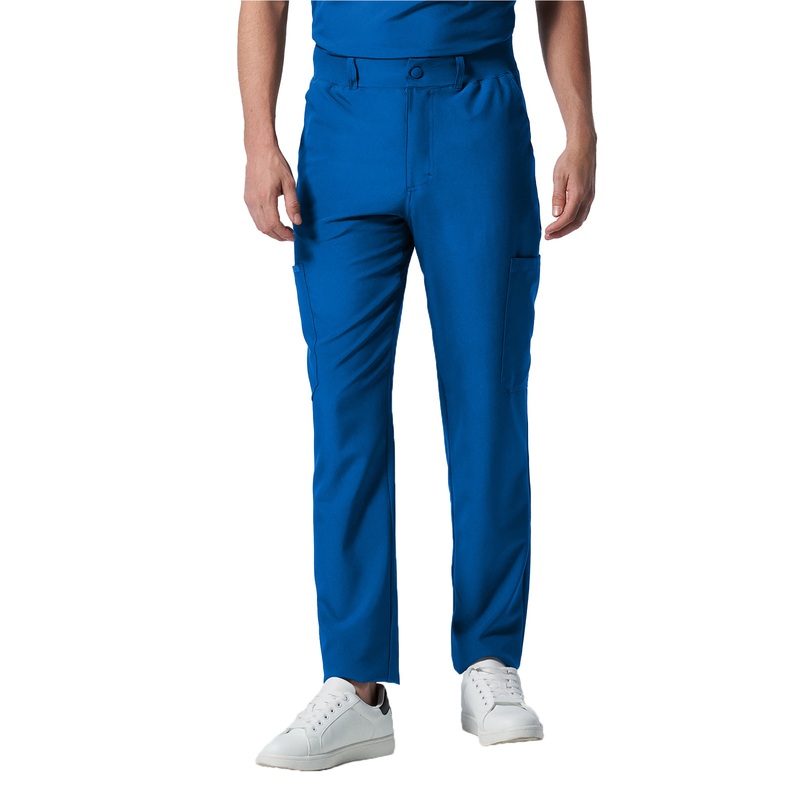 Men's 8-Pocket Mid-Rise Rib-Knit Elastic Waist Cargo Pant - LB410 - Royal