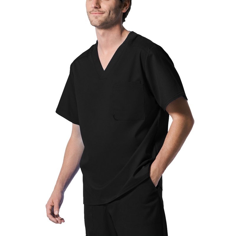 Men's 2-Pocket Tuckable V-Neck Top - LT108 - Black