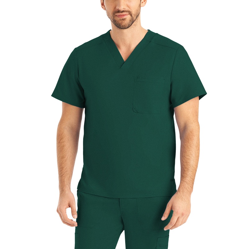 Men's 2-Pocket Tuckable V-Neck Top - LT108 - Hunter
