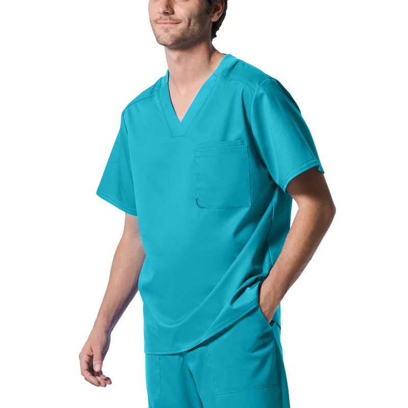Men's 2-Pocket Tuckable V-Neck Top - LT108 - Teal