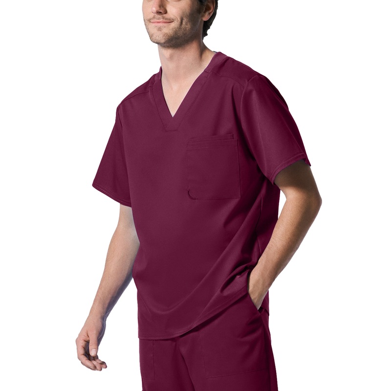 Men's 2-Pocket Tuckable V-Neck Top - LT108 - Wine