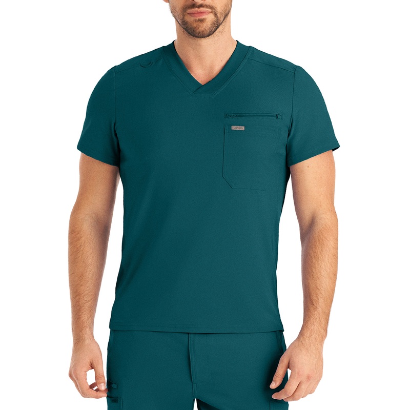 Men's 2-Pocket Tuckable V-Neck Top - LT111 - Caribbean