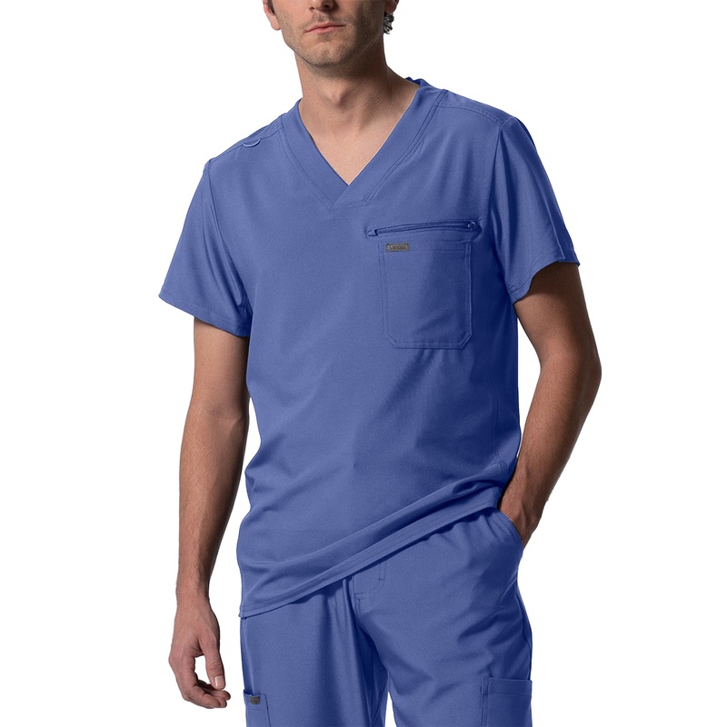 Men's 2-Pocket Tuckable V-Neck Top - LT111 - Ceil Blue