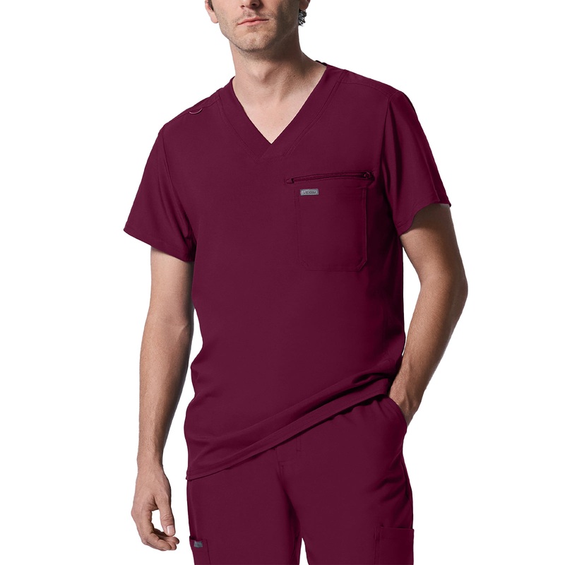 Men's 2-Pocket Tuckable V-Neck Top - LT111 - Wine