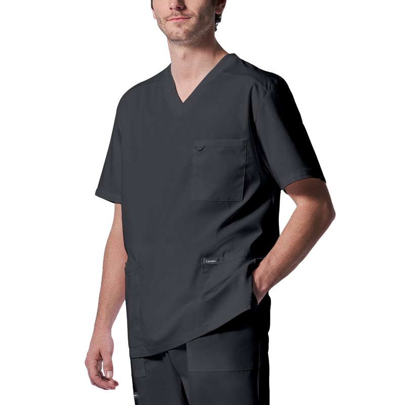 Men's 4-Pocket Back Yoke V-Neck Top - LT109 - Graphite