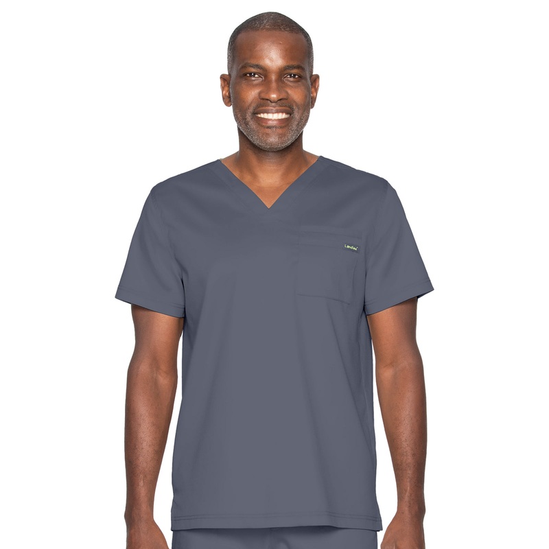 Unisex 2-Pocket Tuckable V-Neck Top - 4259 - Steel
