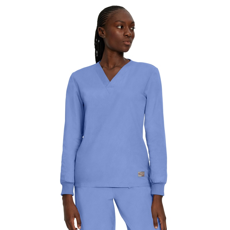 Unisex No-Pocket Crossover V-Neck Long-Sleeve Top - LT104 - Ceil