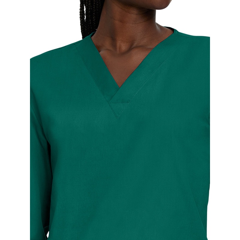 Unisex No-Pocket Crossover V-Neck Long-Sleeve Top - LT104 - Hunter
