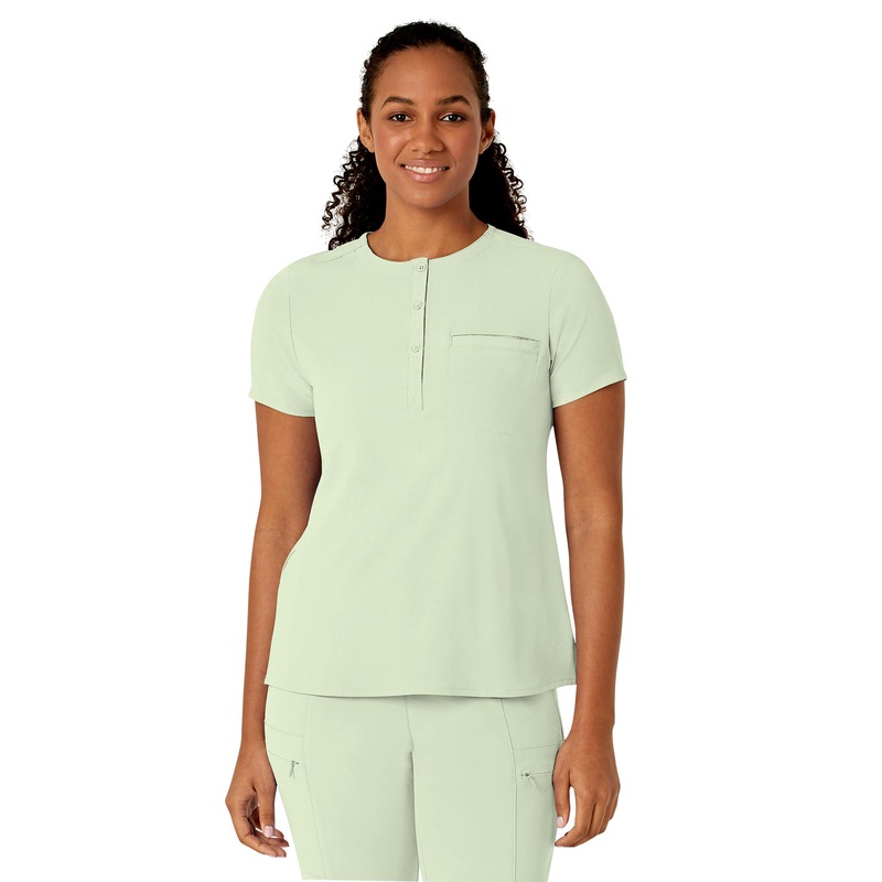 Women's One-Pocket Mandarin Collar Tuck-In Top - 6434 - Fresh Mint