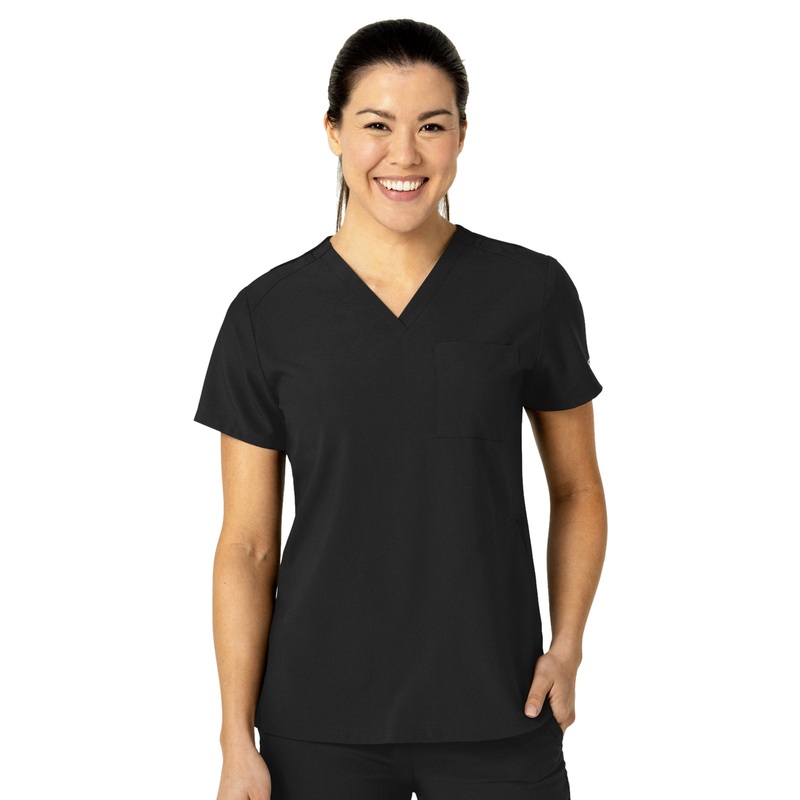 Women's Three-Pocket Flex-N-Reach V-Neck Top - 6045 - Black