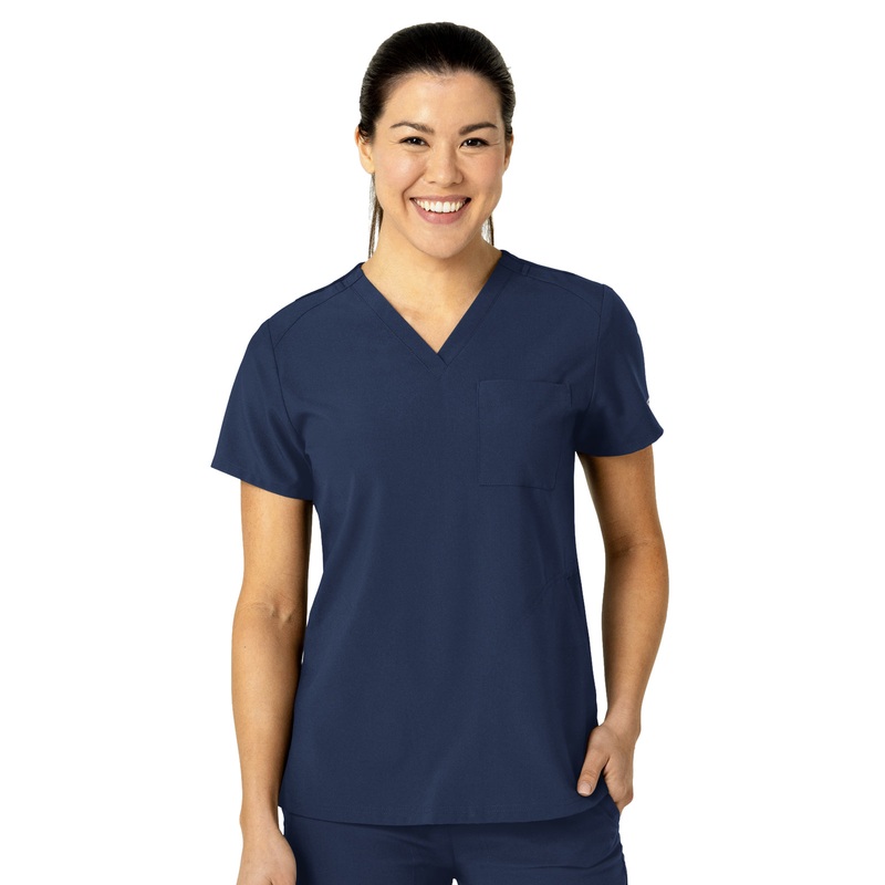 Women's Three-Pocket Flex-N-Reach V-Neck Top - 6045 - Navy