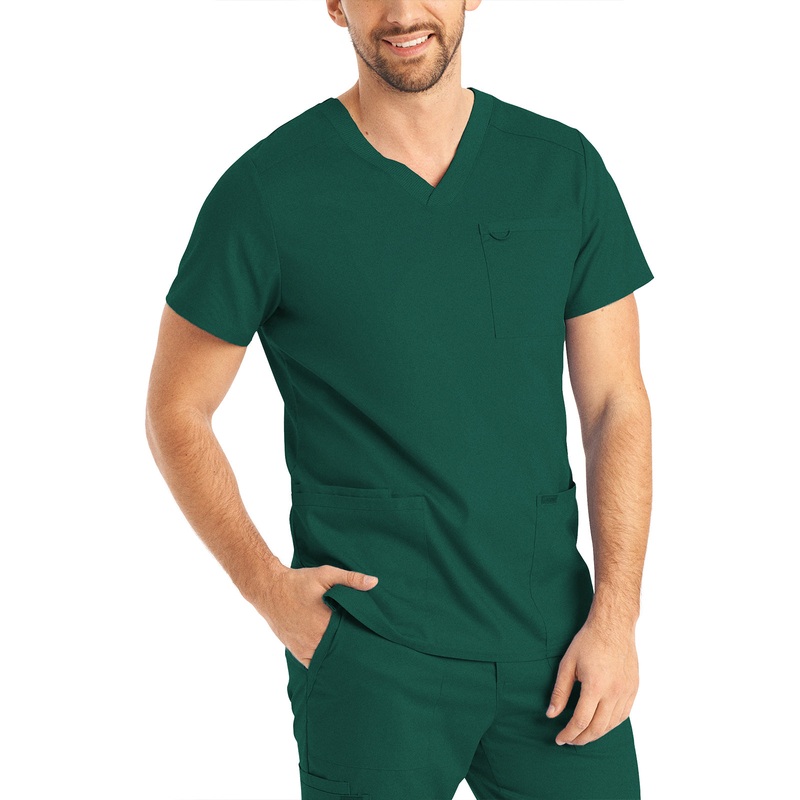 Men's 4-Pocket Back Yoke V-Neck Top - LT109 - Hunter