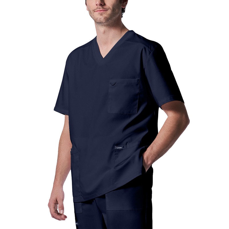 Men's 4-Pocket Back Yoke V-Neck Top - LT109 - True Navy