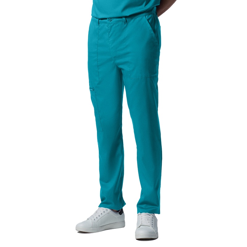 Men's 6-Pocket Zipper Fly Straight Leg Pant - LB408 - Teal