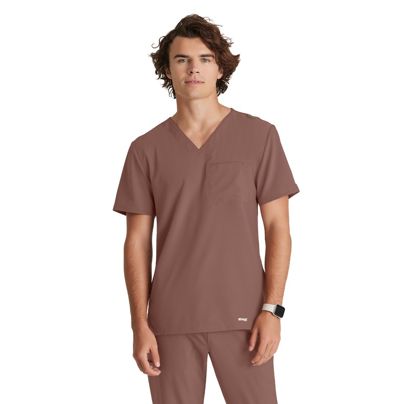 Men's Piped V-Neck Journey Top - GSST179 - Driftwood