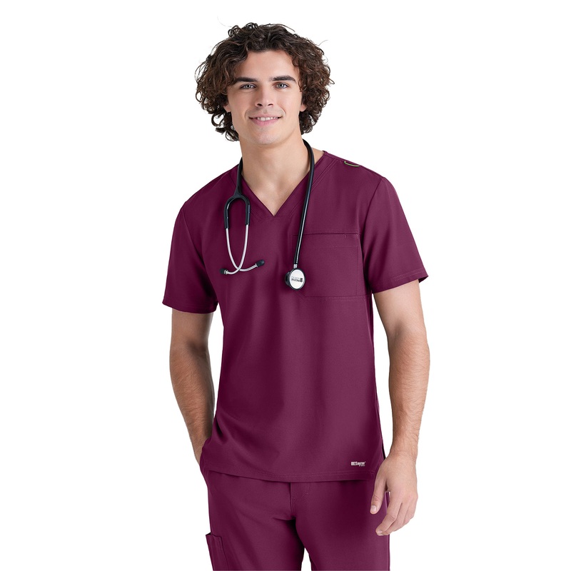 Men's Piped V-Neck Journey Top - GSST179 - Wine