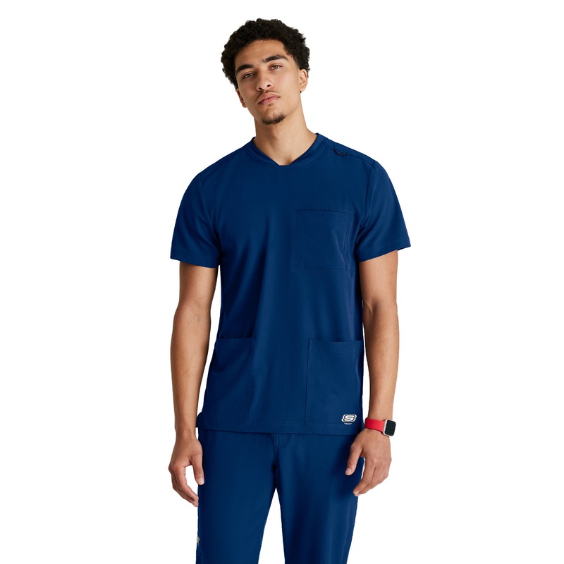 Men's Three-Pocket Round Neck Thesis Top - SKT193 - Navy
