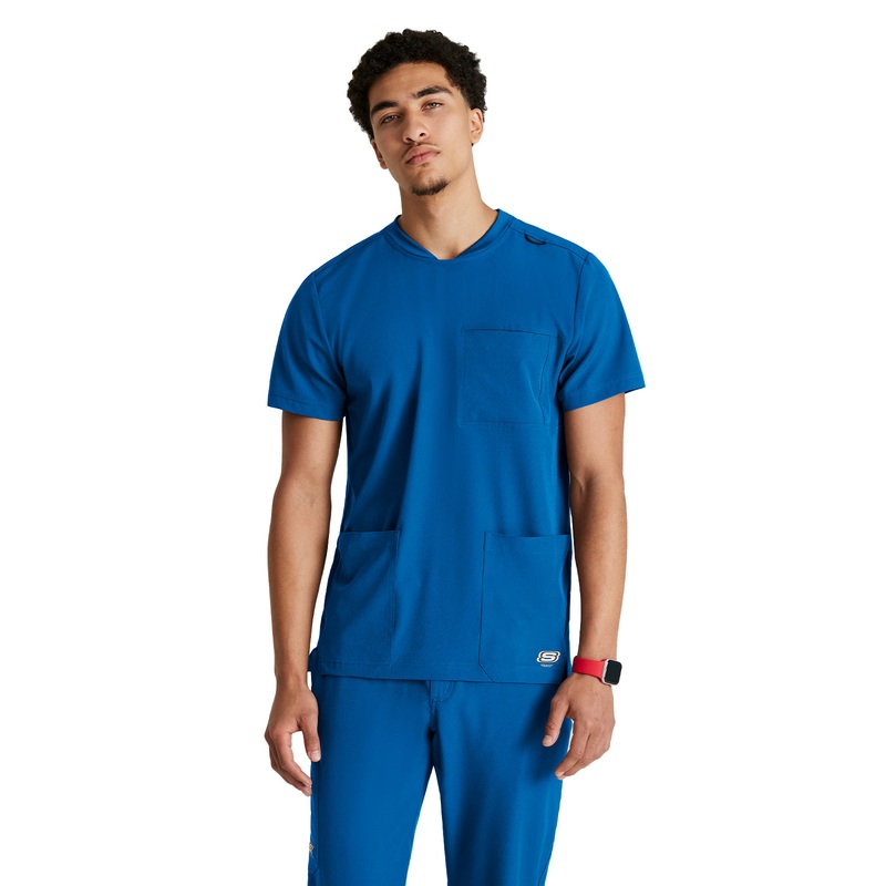 Men's Three-Pocket Round Neck Thesis Top - SKT193 - New Royal