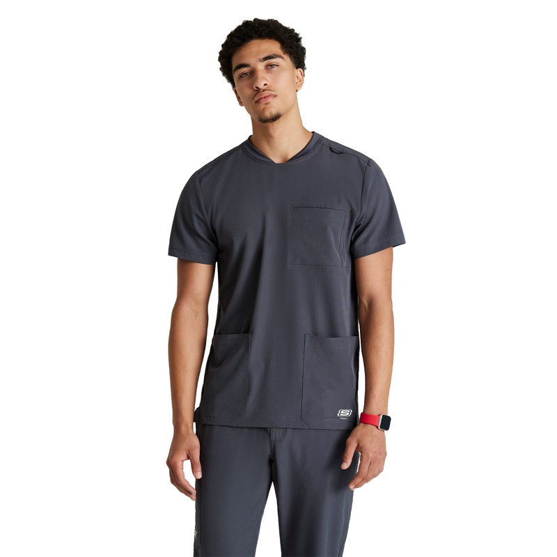 Men's Three-Pocket Round Neck Thesis Top - SKT193 - Pewter