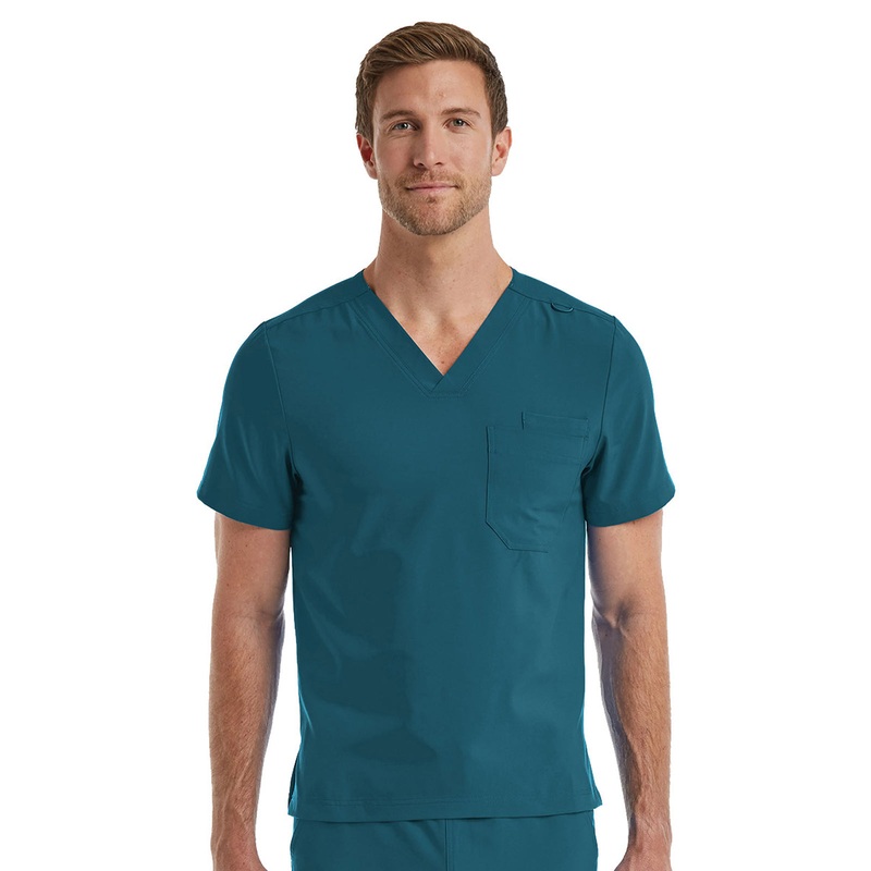 Unisex One-Pocket V-Neck Top - SJ501 - Caribbean