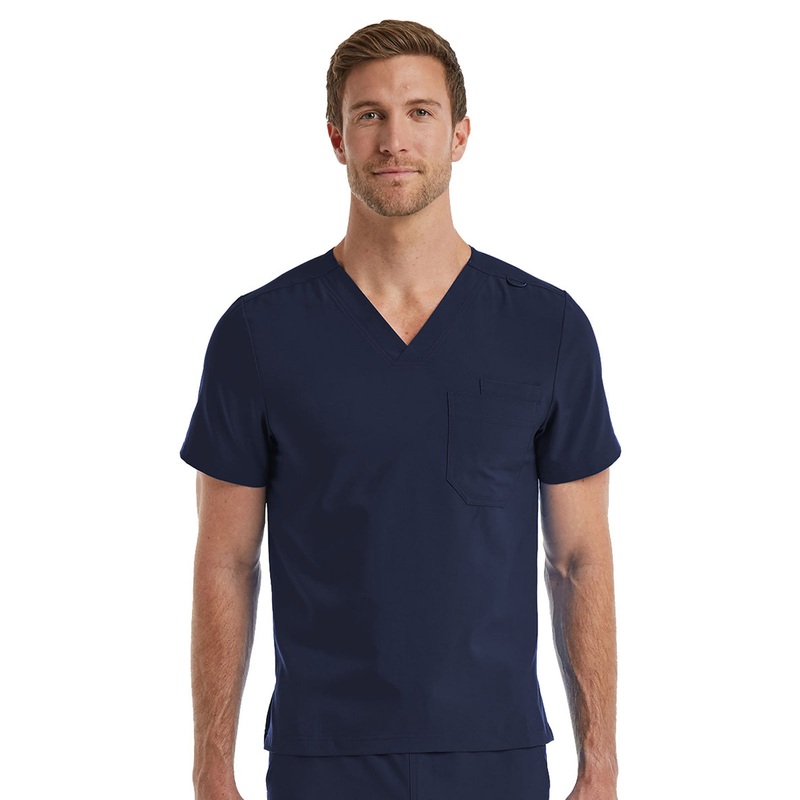 Unisex One-Pocket V-Neck Top - SJ501 - Navy