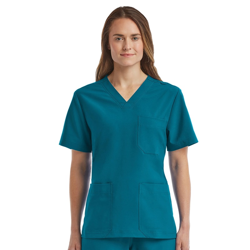 Unisex Three-Pocket V-Neck Top - SJ503 - Caribbean