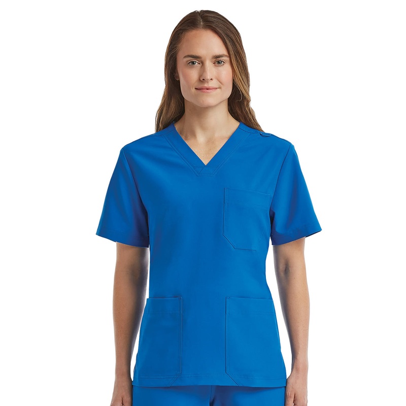 Unisex Three-Pocket V-Neck Top - SJ503 - Royal Blue