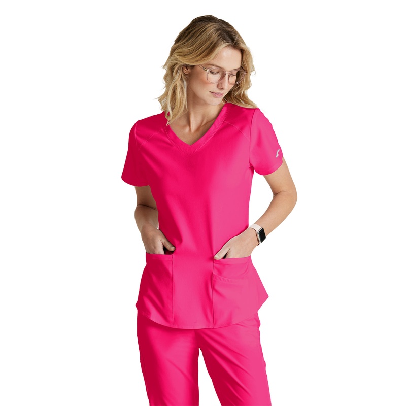 Women's V-Neck Top - SK101 - Vibrance Pink