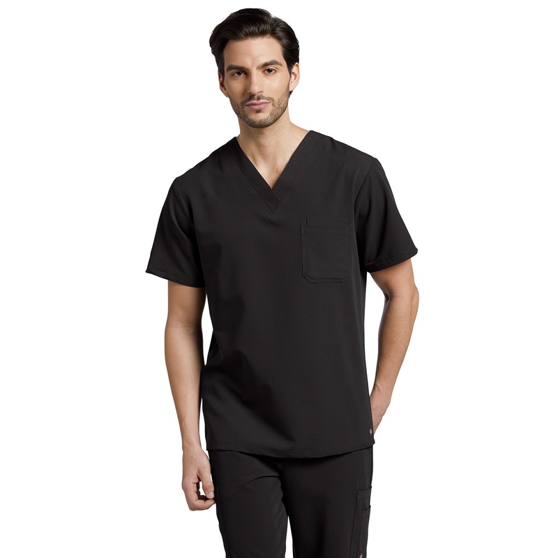 Men's 2-Pocket Tuckable V-Neck Top - 2206 - Black
