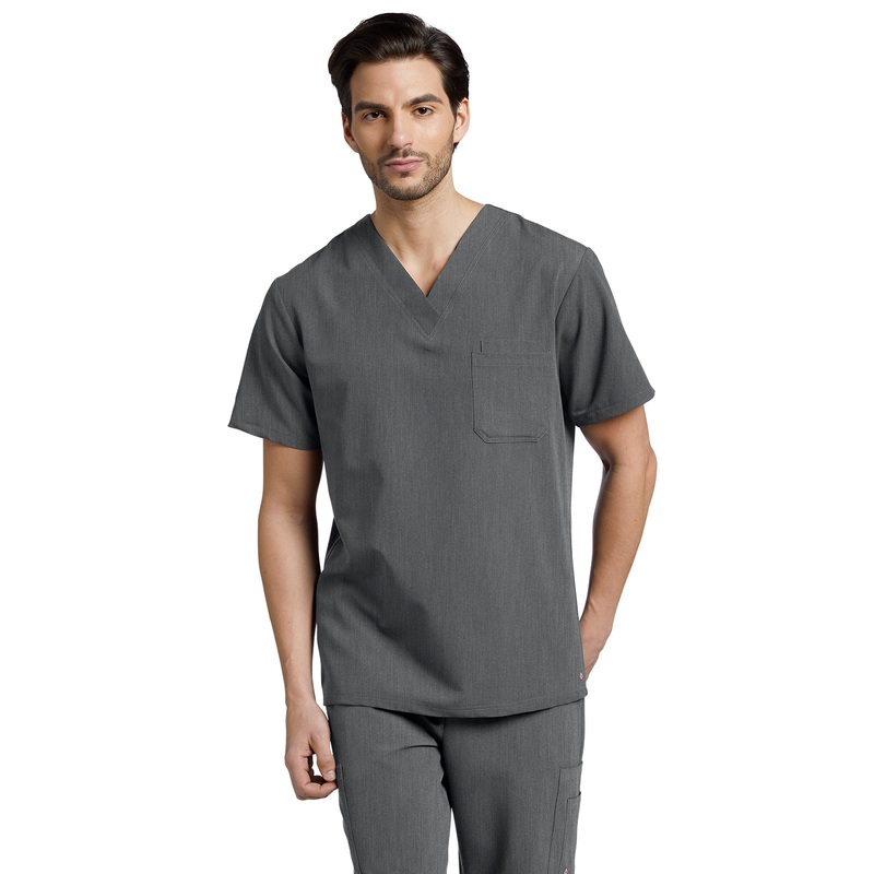 Men's 2-Pocket Tuckable V-Neck Top - 2206 - Taylor Grey