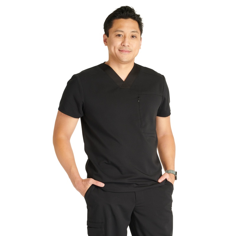 Men's V-Neck Top - CK718A - Black