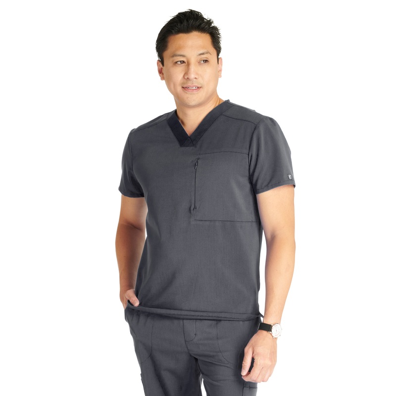 Men's V-Neck Top - CK718A - Pewter