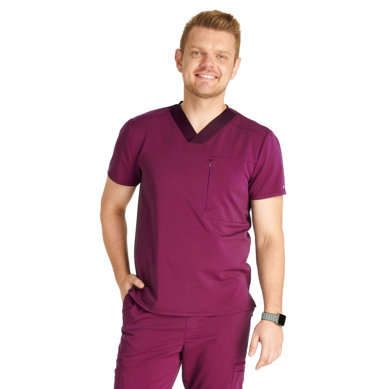 Men's V-Neck Top - CK718A - Wine