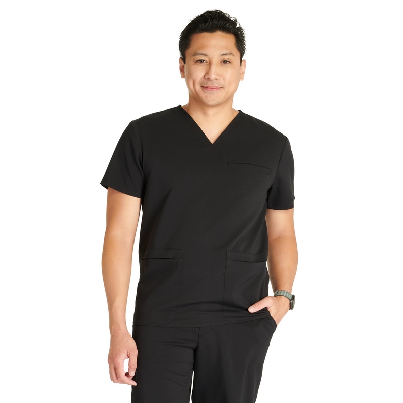 Men's V-Neck Top - CK719A - Black