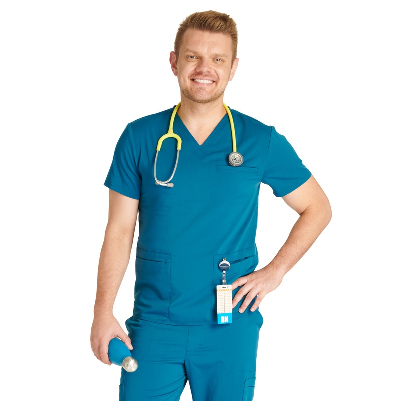 Men's V-Neck Top - CK719A - Caribbean Blue
