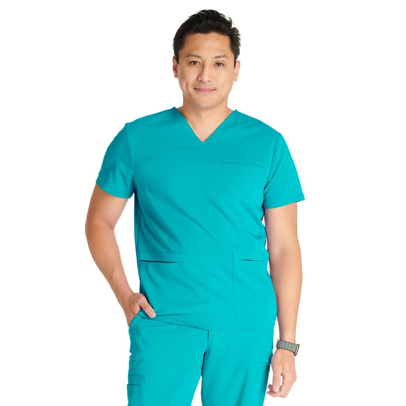 Men's V-Neck Top - CK719A - Teal Blue