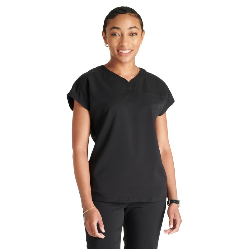 Women's V-Neck Top - CK836A - Black