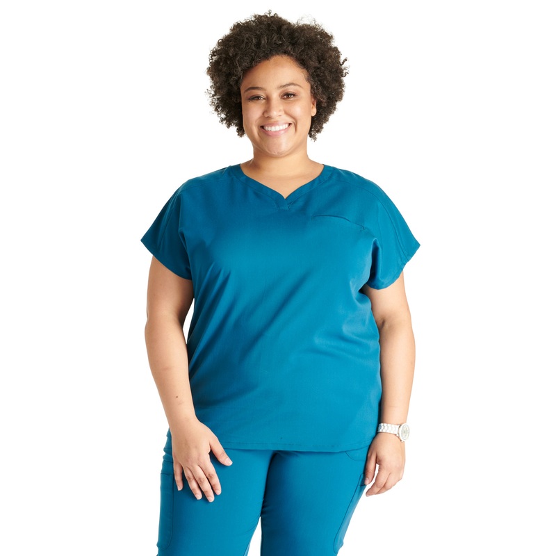 Women's V-Neck Top - CK836A - Caribbean Blue