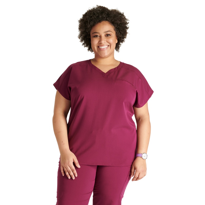 Women's V-Neck Top - CK836A - Wine