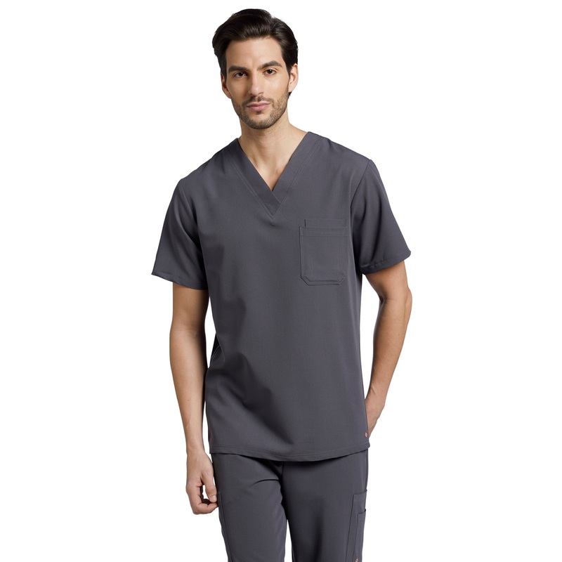 Men's 2-Pocket Tuckable V-Neck Top - 2206 - Dark Pewter