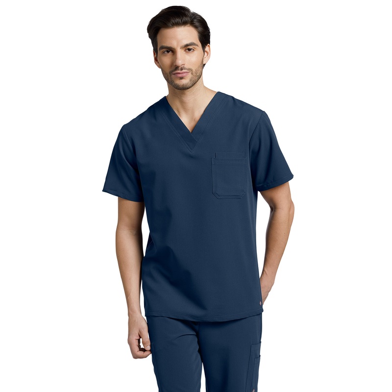 Men's 2-Pocket Tuckable V-Neck Top - 2206 - Navy
