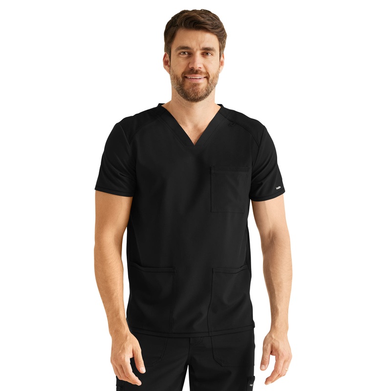 Men's 3-Pocket V-Neck Top - IP603A - Black