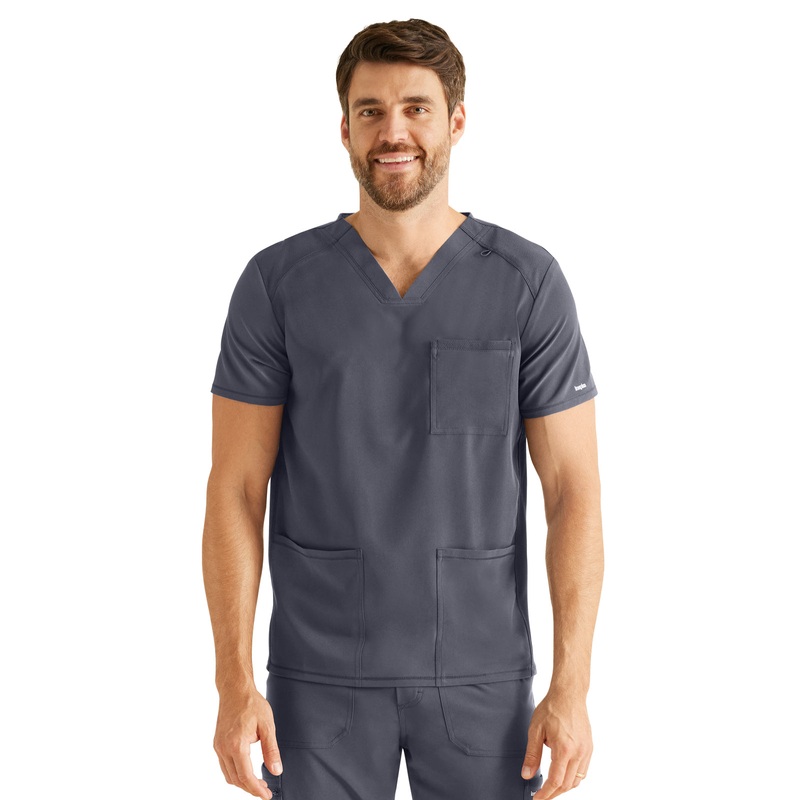 Men's 3-Pocket V-Neck Top - IP603A - Pewter