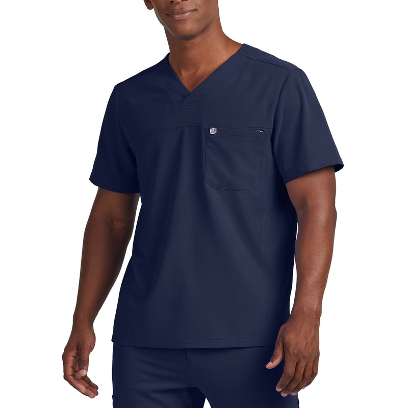 Men's 2-Pocket Fluid Resistant V-Neck Top - WT131 - Navy