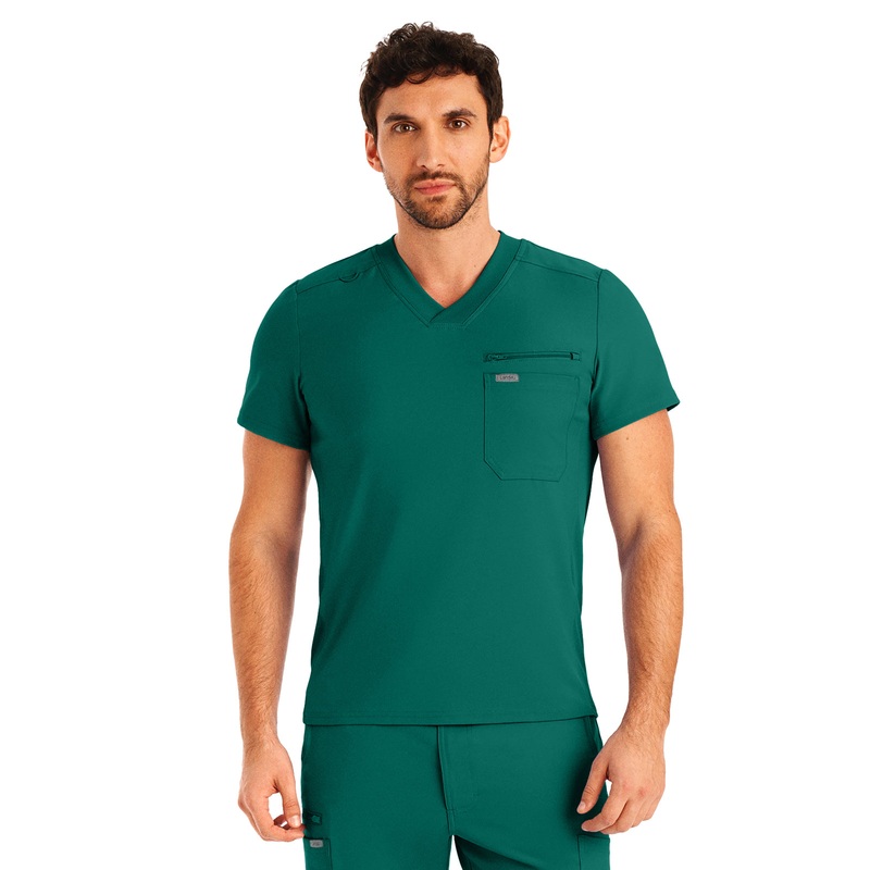 Men's 2-Pocket Tuckable V-Neck Top - LT111 - Hunter