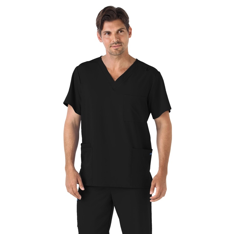 Unisex 4-Pocket V-Neck Top - 2371 - Black
