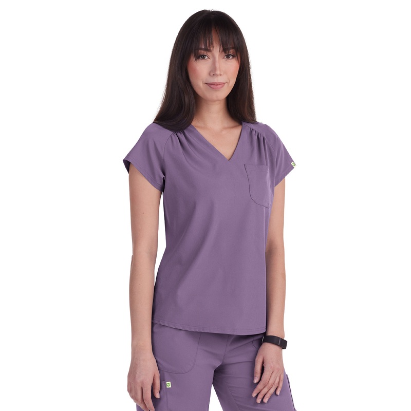 Women's 1-Pocket Heart-Shaped Neckline Eco-Friendly Kailani Top - 1118 - Dusty Grape