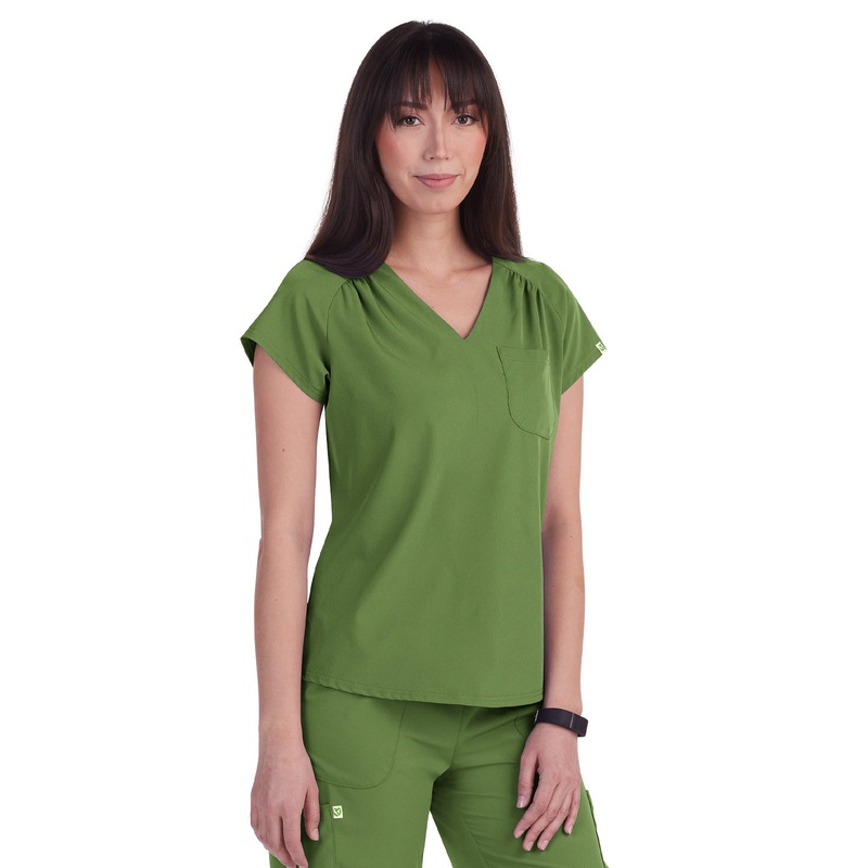 Women's 1-Pocket Heart-Shaped Neckline Eco-Friendly Kailani Top - 1118 - Martini Olive